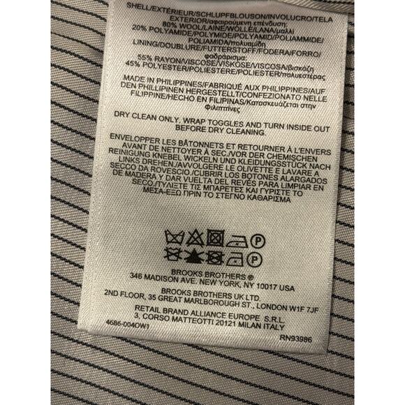 Size 14 Brooks Brothers Red Fleece Gray Toggle Coat Hooded Wool - Picture 15 of 16